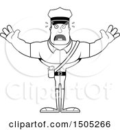 Clipart Of A Black And White Scared Buff Male Postal Worker Royalty Free Vector Illustration