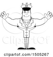 Clipart Of A Black And White Buff Male Sea Captain With Open Arms Royalty Free Vector Illustration