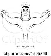 Clipart Of A Black And White Buff Casual Man With Open Arms Royalty Free Vector Illustration