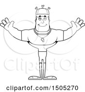 Clipart Of A Black And White Buff Male Coach With Open Arms Royalty Free Vector Illustration