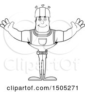 Clipart Of A Black And White Buff Male Construction Worker With Open Arms Royalty Free Vector Illustration
