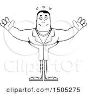 Clipart Of A Black And White Buff Male Doctor With Open Arms Royalty Free Vector Illustration