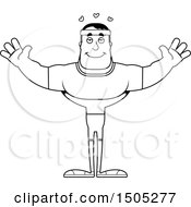 Clipart Of A Black And White Buff Male Fitness Guy With Open Arms Royalty Free Vector Illustration