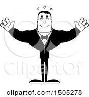 Clipart Of A Black And White Buff Male Groom With Open Arms Royalty Free Vector Illustration