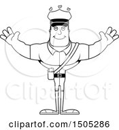 Clipart Of A Black And White Buff Male Postal Worker With Open Arms And Hearts Royalty Free Vector Illustration