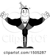 Clipart Of A Black And White Buff Party Man With Open Arms And Hearts Royalty Free Vector Illustration