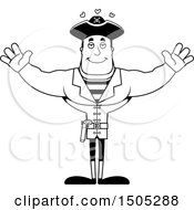 Poster, Art Print Of Black And White Buff Male Pirate Captain With Hearts And Open Arms