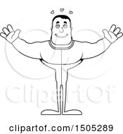 Clipart Of A Black And White Buff Male In Pjs With Hearts And Open Arms Royalty Free Vector Illustration