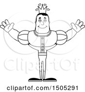 Clipart Of A Black And White Buff Male Prince With Open Arms And Hearts Royalty Free Vector Illustration