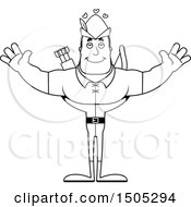 Clipart Of A Black And White Buff Male Archer Or Robin Hood With Hearts And Open Arms Royalty Free Vector Illustration