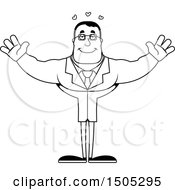 Clipart Of A Black And White Buff Male Scientist With Open Arms And Hearts Royalty Free Vector Illustration