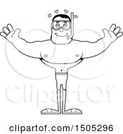 Clipart Of A Black And White Buff Male In Snorkel Gear With Open Arms And Hearts Royalty Free Vector Illustration