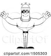 Clipart Of A Black And White Buff Male Robber With Hearts And Open Arms Royalty Free Vector Illustration