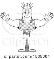 Clipart Of A Black And White Buff Male Viking With Hearts And Open Arms Royalty Free Vector Illustration