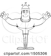Black And White Buff Man In Winter Apparel With Open Arms And Hearts