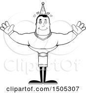 Clipart Of A Black And White Buff Male Wizard With Open Arms And Hearts Royalty Free Vector Illustration