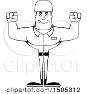 Clipart Of A Black And White Mad Buff Male Army Soldier Royalty Free Vector Illustration
