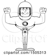 Clipart Of A Black And White Mad Buff Male Astronaut Royalty Free Vector Illustration
