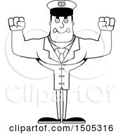 Clipart Of A Black And White Mad Buff Male Sea Captain Royalty Free Vector Illustration
