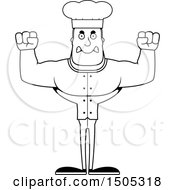 Clipart Of A Black And White Mad Buff Male Chef Royalty Free Vector Illustration