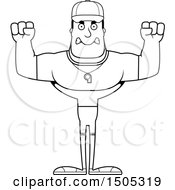 Clipart Of A Black And White Mad Buff Male Coach Royalty Free Vector Illustration