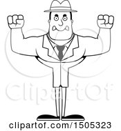 Clipart Of A Black And White Mad Buff Male Detective Royalty Free Vector Illustration