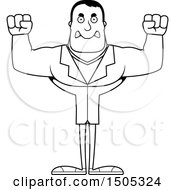 Clipart Of A Black And White Mad Buff Male Doctor Royalty Free Vector Illustration