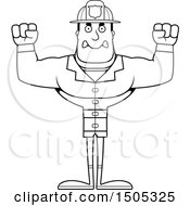Clipart Of A Black And White Mad Buff Male Royalty Free Vector Illustration