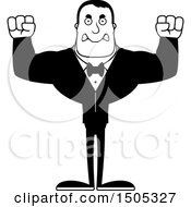 Clipart Of A Black And White Mad Buff Male Groom Royalty Free Vector Illustration