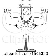 Clipart Of A Black And White Mad Buff Irish Man Royalty Free Vector Illustration
