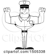 Clipart Of A Black And White Mad Buff Male Police Officer Royalty Free Vector Illustration