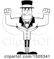 Poster, Art Print Of Black And White Mad Buff Male Circus Ringmaster