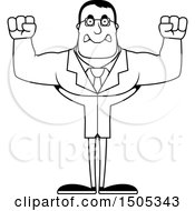 Clipart Of A Black And White Mad Buff Male Scientist Royalty Free Vector Illustration