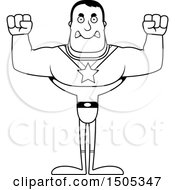 Clipart Of A Black And White Mad Buff Male Super Hero Royalty Free Vector Illustration