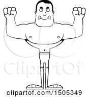 Poster, Art Print Of Black And White Mad Buff Male Swimmer