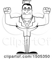 Clipart Of A Black And White Mad Buff Male Teacher Royalty Free Vector Illustration