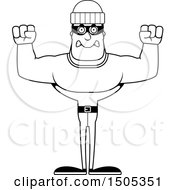 Clipart Of A Black And White Mad Buff Male Robber Royalty Free Vector Illustration