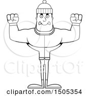 Poster, Art Print Of Black And White Mad Buff Man In Winter Apparel