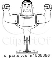 Clipart Of A Black And White Mad Buff Male Wrestler Royalty Free Vector Illustration