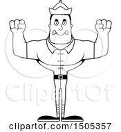 Clipart Of A Black And White Mad Buff Male Christmas Elf Royalty Free Vector Illustration