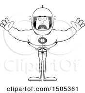 Clipart Of A Black And White Scared Buff Male Astronaut Royalty Free Vector Illustration