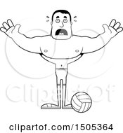 Poster, Art Print Of Black And White Scared Buff Male Beach Volleyball Player