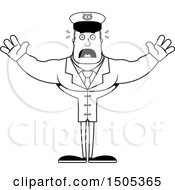 Clipart Of A Black And White Scared Buff Male Sea Captain Royalty Free Vector Illustration