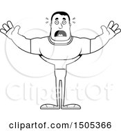 Clipart Of A Black And White Scared Buff Casual Man Royalty Free Vector Illustration