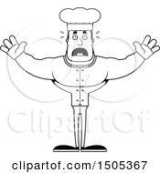 Clipart Of A Black And White Scared Buff Male Chef Royalty Free Vector Illustration