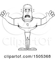Clipart Of A Black And White Scared Buff Male Coach Royalty Free Vector Illustration