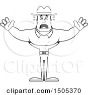 Poster, Art Print Of Black And White Scared Buff Male Cowboy