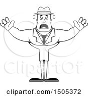 Clipart Of A Black And White Scared Buff Male Detective Royalty Free Vector Illustration