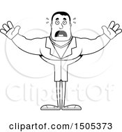 Clipart Of A Black And White Scared Buff Male Doctor Royalty Free Vector Illustration