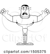 Clipart Of A Black And White Scared Buff Male Fitness Guy Royalty Free Vector Illustration